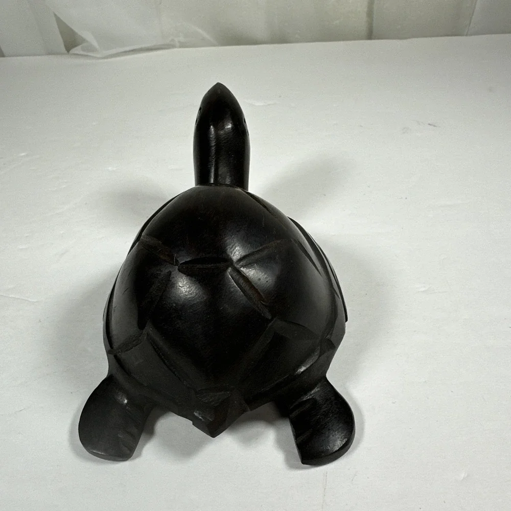 Carved Ironwood Sea Turtle Dark Wood Handmade Figurine 5